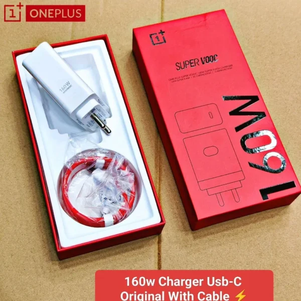 OnePlus 160W SuperVOOC Charger – Ultra Fast Flash Charging Adapter with Type-C Cable