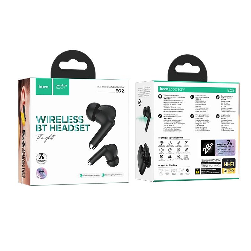 Hoco EQ2 TWS Bluetooth 5.3 True Wireless Earbuds | 7 Hours Playtime, Compact & Lightweight Design