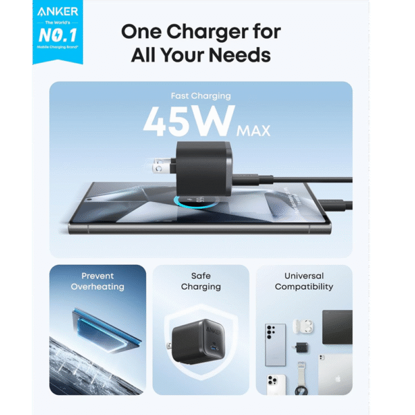 Anker Nano Pro 1C 45W GaN Charger (A2692) | Super Fast Charging, Compact Design, Advanced Safety Features