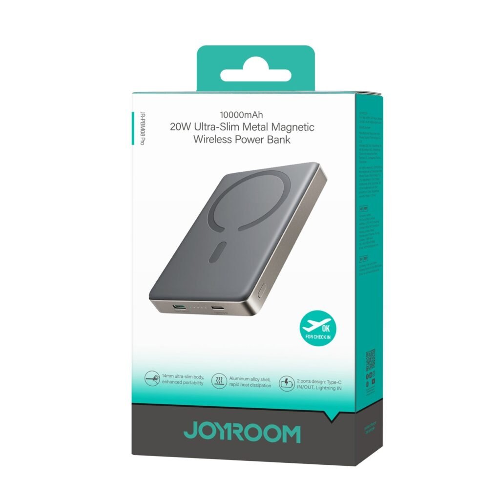 JOYROOM JR-PBM08 PRO 10,000mAh Magnetic Wireless Power Bank | 20W PD Fast Charging, 15W Wireless Charging