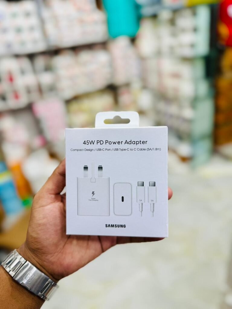 Samsung 45W 3-Pin PD Power Adapter with 1.8m C to C Cable – Super Fast Charging, Compact Design, Universal Compatibility