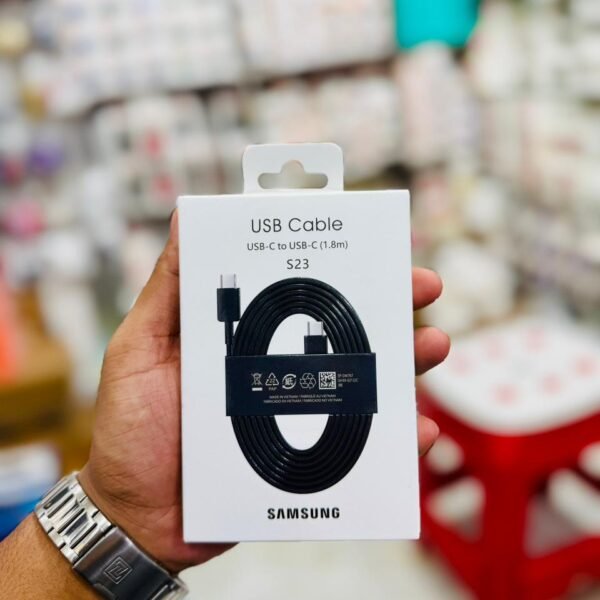 Samsung S23 1.8M Type-C Original Cable – 3A PD 45W Super Fast Charging for Galaxy S23, S22, S21, S20, Note 20 Ultra