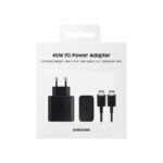 Samsung 45W 5A USB-C Power 2-Pin Adapter with Cable – Super Fast Charging for Phones, Tablets & Earbuds